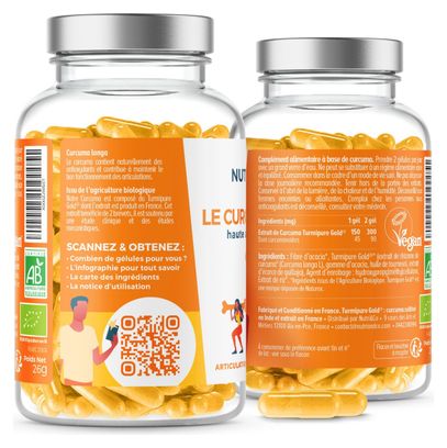 Curcuma BIO Breveté Haute Absorption - Confort Articulaire - 60 gélules
