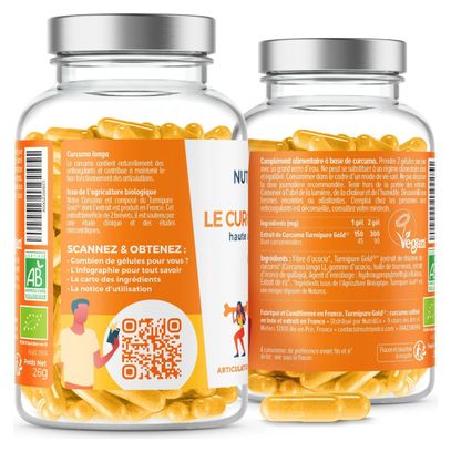 Curcuma BIO Breveté Haute Absorption - Confort Articulaire - 60 gélules