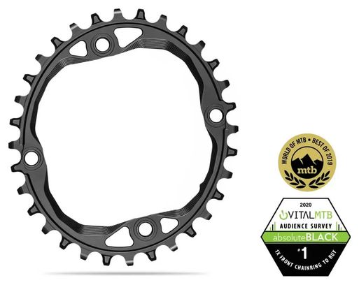 AbsoluteBlack Oval Narrow Wide 104BCD Chainring for Shimano 12S Drivetrains Black