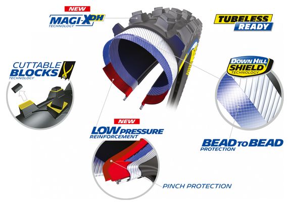 Michelin DH Mud Racing Line 29'' MTB Tire Tubeless Ready Wire DownHill Shield Pinch Protection Magi-X DH
