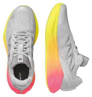 Salomon Aero Glide 4 Gradient Laufschuhe für Herren, grau/gelb/rosa