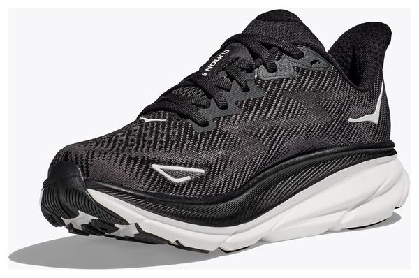 Hoka Clifton 9 Wide Running Shoes Black White