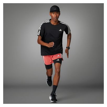 T-shirt adidas Own The Run 3 bandes Noir Homme