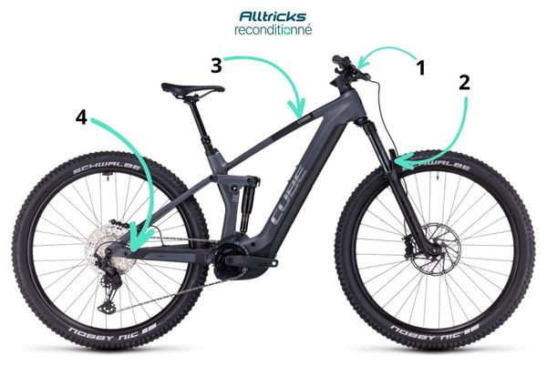 Produit Reconditionné - VTT Électrique Tout-Suspendu Cube Stereo Hybrid 140 HPC Race 750 Shimano Deore XT 12V 750 Wh 29'' Gris Chrome 2024