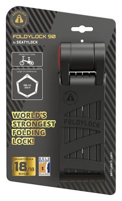 Seatylock Foldylock 90 Opvouwbaar slot 90cm Zwart + beugel