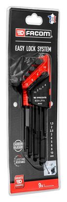 FACOM Jeu De 9 Clés Allen Longues En L 1 5 - 10 mm - Tête Sphérique - 83SH.JP9APF - Sur Etui
