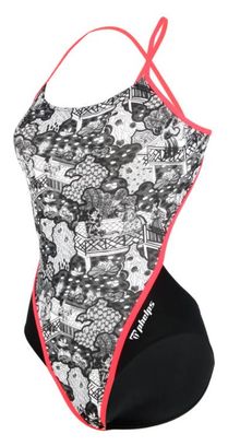 Michael Phelps Kokeshi Racing Back Damen Badeanzug Einteilig Grau / Pink