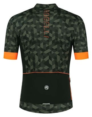 Maillot Manches Courtes Velo Rogelli Rubik - Homme - Vert/Orange