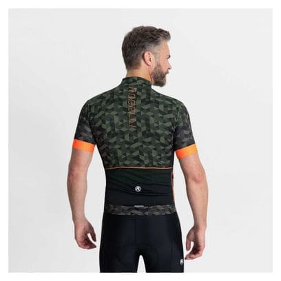 Maillot Manches Courtes Velo Rogelli Rubik - Homme - Vert/Orange