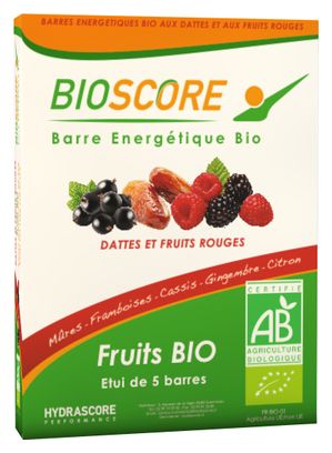 Barre énergétique Bio Hydrascore Bioscore étui de 5 barres de 25 gr