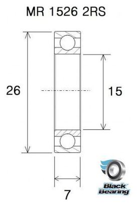 Black Bearing MR 15267 2RS 15 x 26 x 7 mm