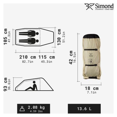 Tente 2 Personnes Simond MT900 Beige