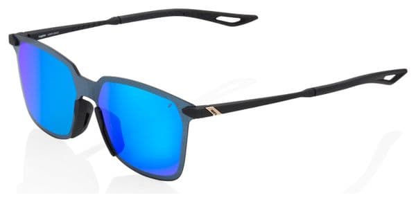 100% Legere Square Soft Tact Black / Blue Mirror Sunglasses
