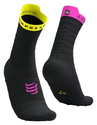 Compressport Pro Racing v4.0 Ultralight Run High Socken Schwarz/Gelb/Pink