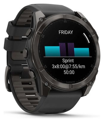 Montre GPS Garmin Fénix 8 AMOLED - 51 mm Sapphire Titane Carbon Gray DLC avec Bracelet en Silicone Noir Gris