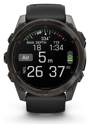 Montre GPS Garmin Fénix 8 AMOLED - 51 mm Sapphire Titane Carbon Gray DLC avec Bracelet en Silicone Noir Gris