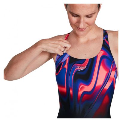 Speedo Women's Placement Powerback Swimsuit Zwart/Rood