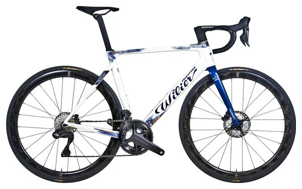 Velo de Route Wilier Triestina Filante SLR Shimano Ultegra Di2 12V 700 mm Blanc Bleu Groupama FDJ 2024 Alltricks