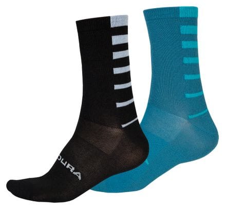 Lot de 2 Paires de Chaussettes Endura Coolmax Bleu/Noir