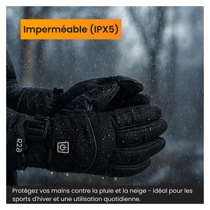 R2B Gants chauffants rechargeables - étanches - gants à écran tactile Hommes et femmes.