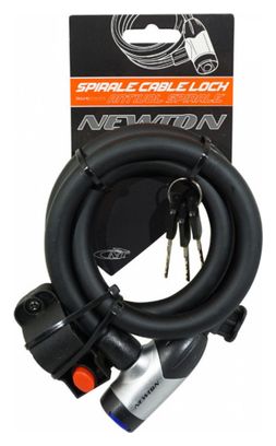 ANTIVOL VELO SPIRAL A CLE NEWTON DIAM 15mm L 1 00M AVEC CACHE SERRURE (AVEC SUPPORT)