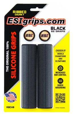 Paire de Grips Esi Ribbed Chunky 32mm Noir