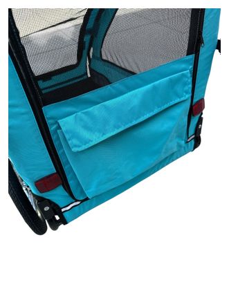 Remorque pour chien bleue – avec réflecteurs – 30 kg