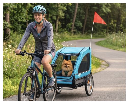 Remorque pour chien bleue – avec réflecteurs – 30 kg