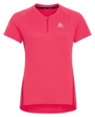 Women's 1/2 zip Odlo Axalp Trail Short Sleeve Jersey Pink