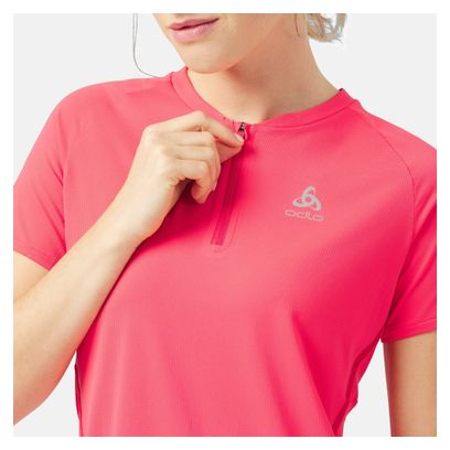 Damen Kurzarmshirt 1/2 Zip Odlo Axalp Trail Shirt Rosa