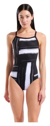 Arena Grid Lightdrop Back Swimsuit, Black/White, Women's