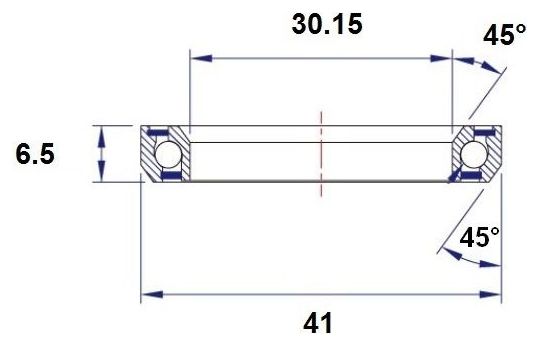 Black Bearing B2 Cuscinetto dello sterzo 30,15 x 41 x 6,5 mm 45/45 °