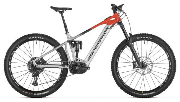 VTT Électrique Tout-Suspendu Mondraker Crafty R Sram GX/NX Eagle 12V 750 Wh 29'' Argent Rouge Flame 2024