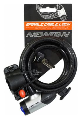 ANTIVOL VELO SPIRAL A CLE NEWTON DIAM 10mm L 1 50M AVEC CACHE SERRURE (AVEC SUPPORT)