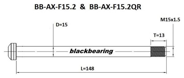 Axe de roue Blackbearing - F15.2 - (15 mm - 148 - M15x1 5 -