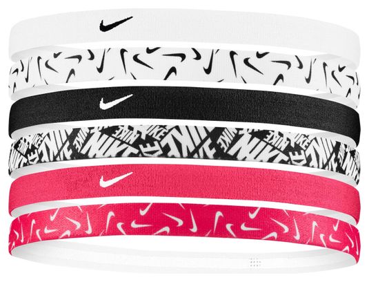 Mini Headbands (x6) Nike Printed Headbands White/Black/Rose Unisex