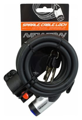 ANTIVOL VELO SPIRAL A CLE NEWTON DIAM 12mm L 1 80M AVEC CACHE SERRURE (AVEC SUPPORT)