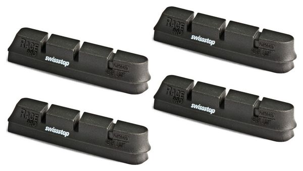 x4 Cartucce di pattini dei freni Swisstop RACE PRO per Campagnolo Nero