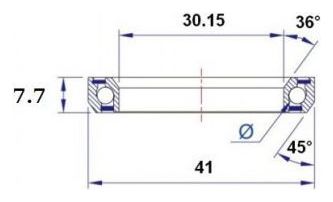 Black Bearing B11 Cuscinetto dello sterzo 30,15 x 41 x 7,7 mm 36 ° / 45