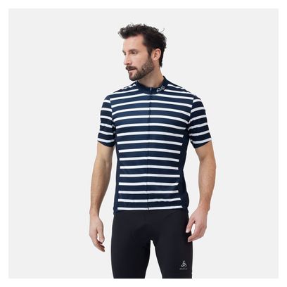 Odlo Essential Print Short Sleeve Jersey Blue/White