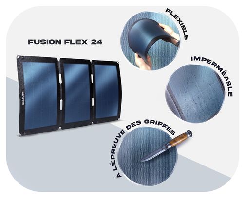 Panneau Solaire Portable Sunslice Fusion FLEX 24 24W Pliable et Flexible Noir
