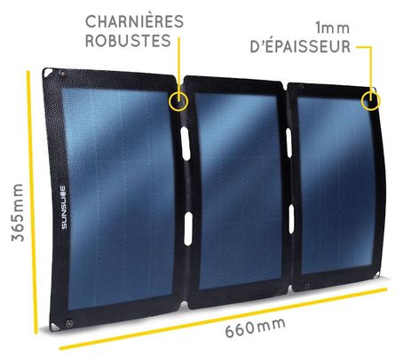 Panneau Solaire Portable Sunslice Fusion FLEX 24 24W Pliable et Flexible Noir