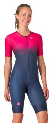 Castelli Core Damen Dreifachanzug TOP Free Speed 3 Damen MC Blau Rosa