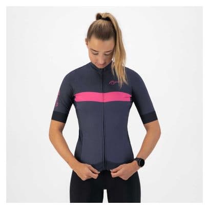 Maillot Manches Courtes Velo Rogelli Prime - Femme - Bleu/Rose