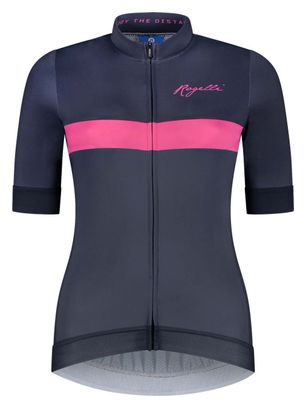 Maillot Manches Courtes Velo Rogelli Prime - Femme - Bleu/Rose