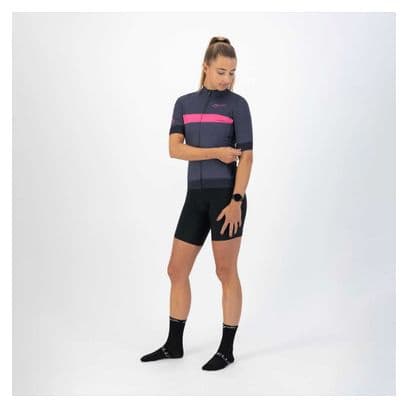 Maillot Manches Courtes Velo Rogelli Prime - Femme - Bleu/Rose