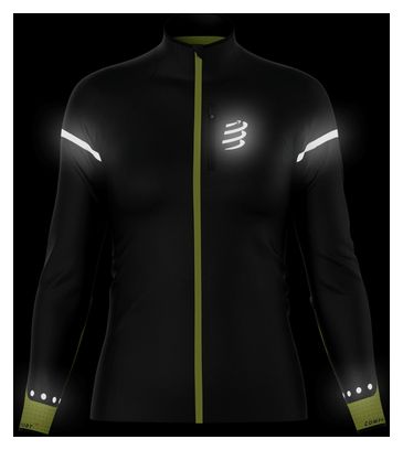 Veste Coupe-Vent Compressport Hurricane Windproof Noir/Jaune fluo Femme