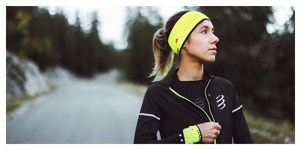 Veste Coupe-Vent Compressport Hurricane Windproof Noir/Jaune fluo Femme