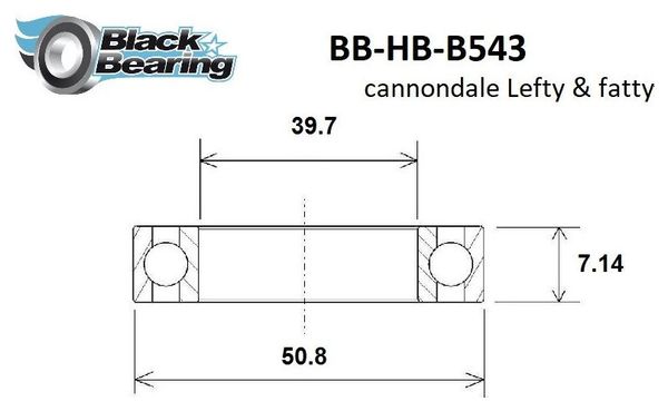 Cuscinetto dello sterzo Cannondale Black Bearing B 543 Max 2RS 39,7 x 50,8 x 7,14 mm