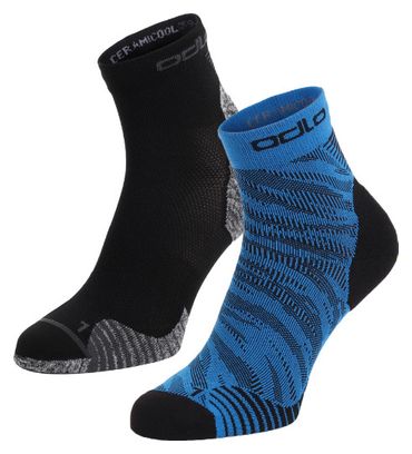 2 x Odlo Ceramicool Run Graphic Socks Blue/Black Unisex